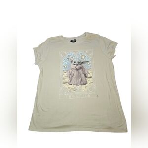 2XL Mens Groku The Child Star Wars Beige T-Shirt, Small Stain, Used.
